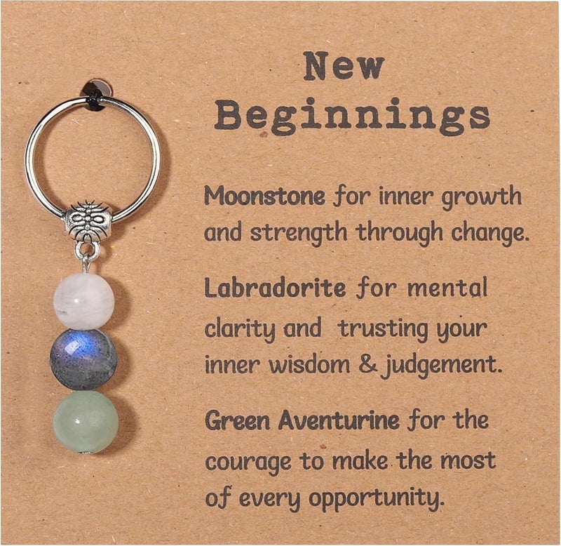 Drogomen Store Healing Crystal Keychain Gift for New Beginnings Calming Anxiety Luck Protection Natural Gemstone Keychain for Women - Image 1